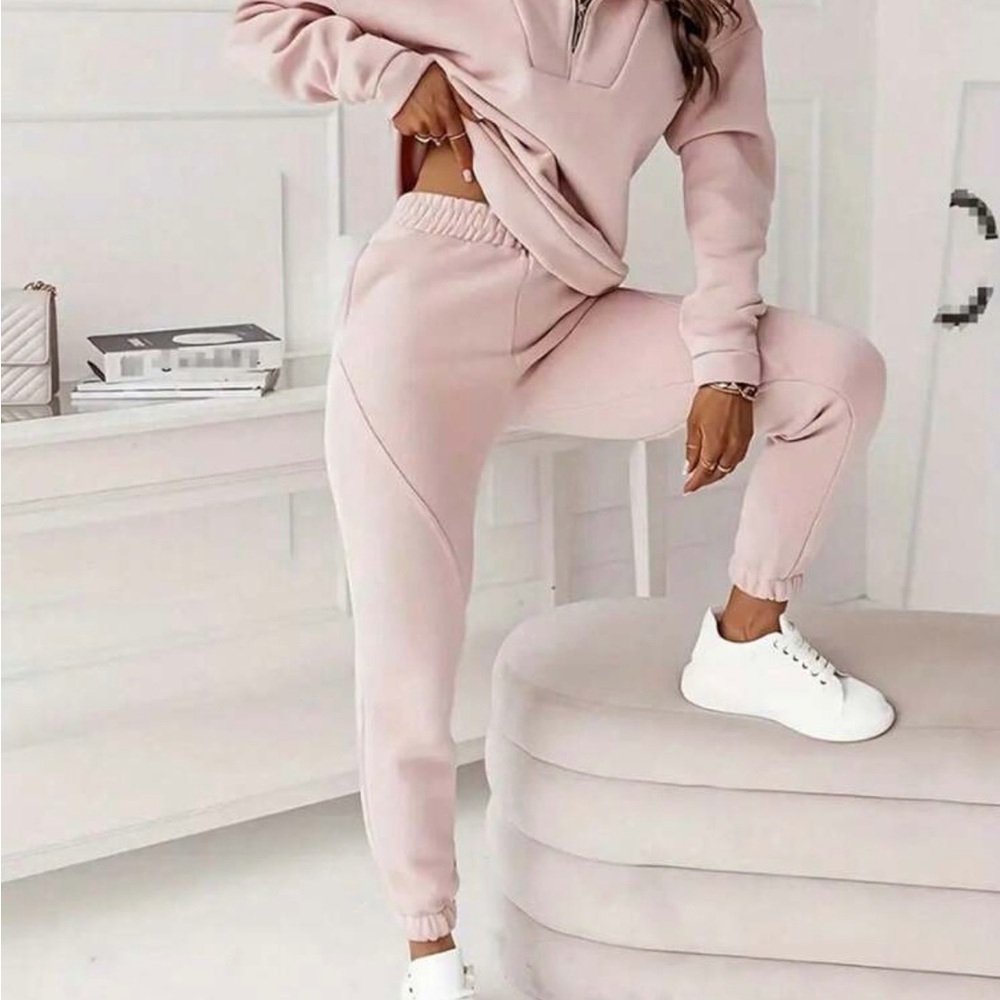 Women's Pink Jogger Pants - Casual Elastic Waist Lounge Pants